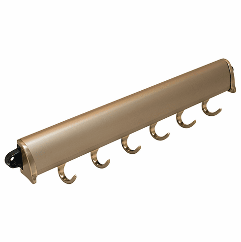 Hafele Fixed Accessory Rack, TAG Synergy Elite Collection, 6 Hook, 15 1/4", Matt gold, Item# 807.67.983, 80767983, 807-67-983