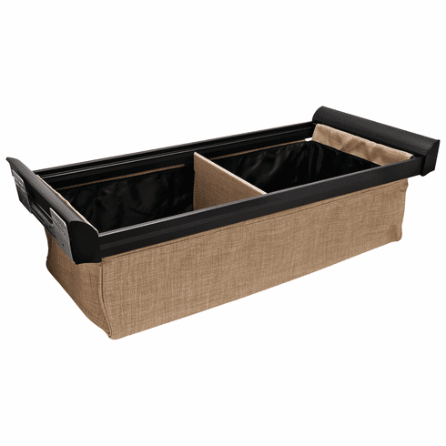 Hafele Divided Deep Drawer, TAG ENGAGE, Black with beach fabric, 18" width, Item# 807.78.321, 80778321, 807-78-321