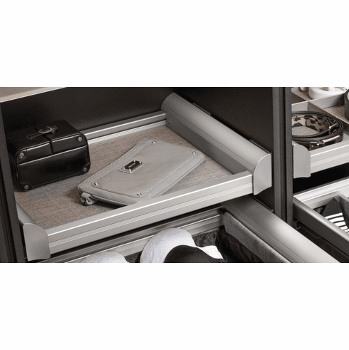 Hafele Pull-Out Shelf, TAG ENGAGE, Black and slate fabric, 36", Item# 807.78.604, 80778604, 807-78-604