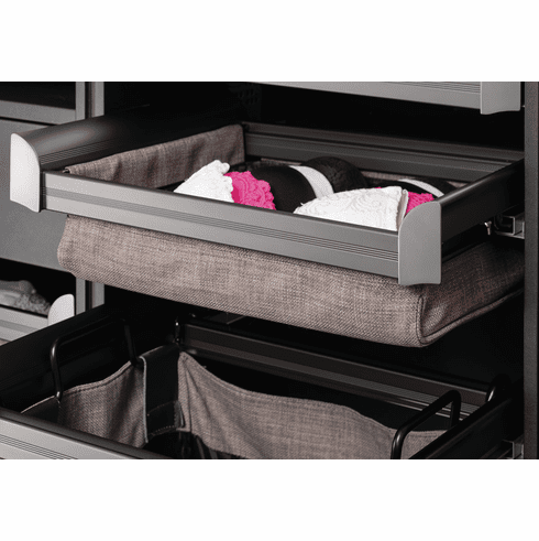 Hafele Divided Lingerie Drawer, TAG ENGAGE, Black with slate fabric, 30" width, Item# 807.78.613, 80778613, 807-78-613