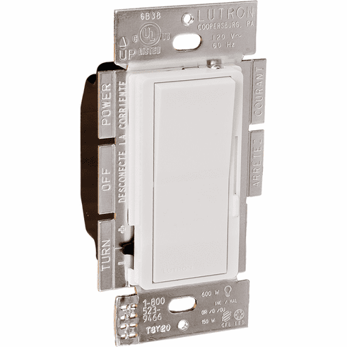 Hafele Lutron Wall Dimming Control, Diva, 2 Wire Forward Phase (CL), White, Item# 820.66.751, 82066751, 820-66-751