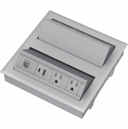 Hafele Two-Sided Power and Data Center, Dock 704, Silver, Item# 822.09.438, 82209438, 822-09-438