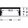 Hafele Designer Aluminum Profile, Häfele Loox5 Profile 4105, for LED strip lights, surface mounted, 9 mm (3/8"), Aluminium profile, silver coloured anodized, without diffuser, 2,000 mm, profile height: 8 mm, Item# 833.01.760, 83301760, 833-01-760