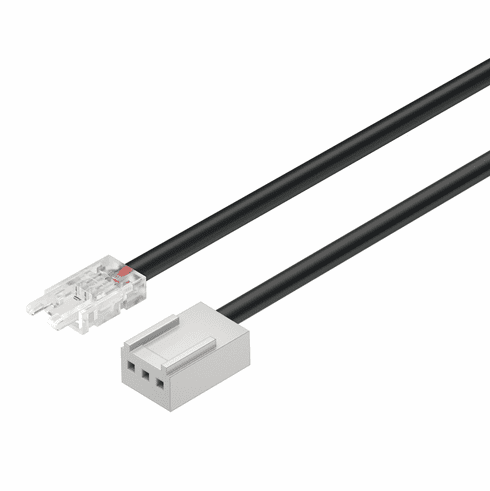 Hafele Adapter lead, For LED Strip Lights With Loox5 Clip, for connecting to driver or color mixer, 3.5 A, clip width 10 mm, Length: (78 3/4") 2000 mm, Item# 833.72.717, 83372717, 833-72-717