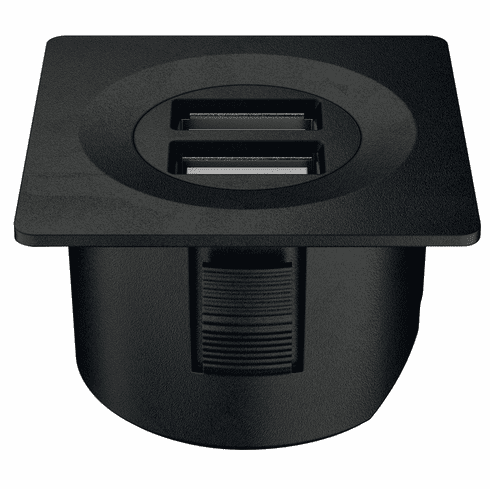 Hafele USB Converter, Häfele Loox ESC 2001 Modular, Round, For 12 V system, Plastic, matt black, Item# 833.73.754, 83373754, 833-73-754