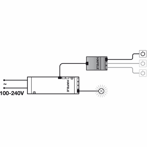 Hafele Multi Switch Box, With cross circuit, Plastic, black, Item# 833.89.066, 83389066, 833-89-066