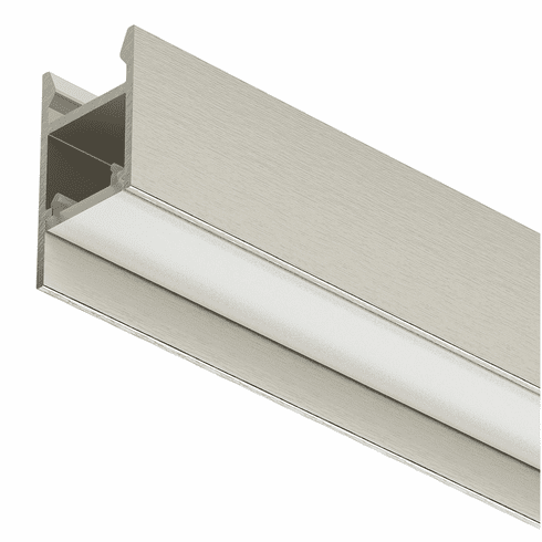 Hafele Aluminum Profile, Häfele Loox5 Profile 2104, for LED strip lights, Internal width 11 mm (7/16"), Surface Mounted, Length: (98 7/16") 2500 mm, brushed stainless steel colored, Item# 833.94.121, 83394121, 833-94-121
