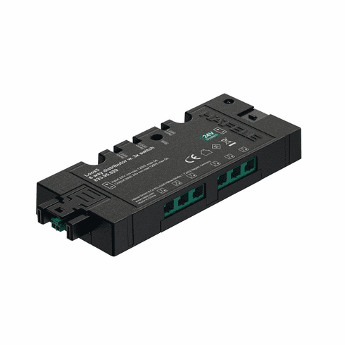 Hafele 6-Way Distributor, Hfele Loox5, 6-way, with switching function, with 3 switches, 90 W, 4 3/4" x 2" x 5/8", Item# 833.95.829, 83395829, 833-95-829