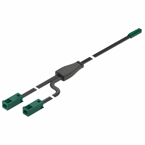 Hafele Y Distributor, Hfele Loox5 2-way, Monochrome, 24 V, 1 male, 2 female, Length: 400 mm (15 3/4"), Max. 90 W, Item# 833.95.884, 83395884, 833-95-884