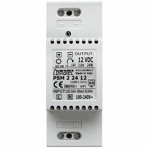 Hafele DC Power Supply Unit, Regulated, Dialock, for installation on top hat rail, 100–240 V, 12 V DC, 2 A, width: 36.1 mm, Item# 917.93.013, 91793013, 917-93-013
