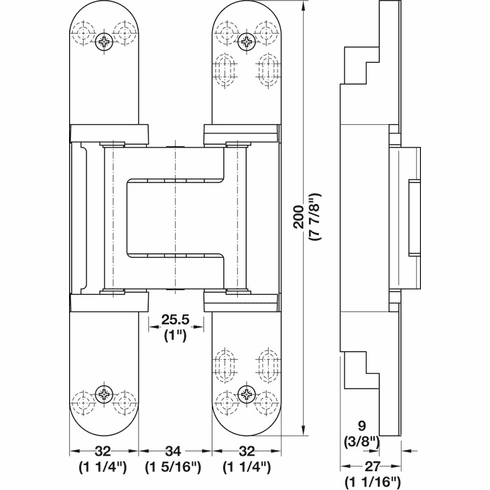 Hafele Concealed Hinge, TECTUS TE 540 3D A8, 3D adjustable, size 200 mm, Satin chrome, Item# 924.19.342, 92419342, 924-19-342