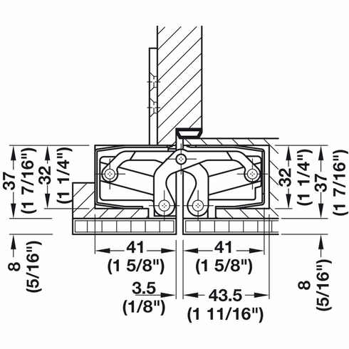 Hafele Concealed Hinge, TECTUS TE 640 3D A8, concealed, 3D adjustable, size 240 mm, Satin chrome, Item# 924.19.542, 92419542, 924-19-542
