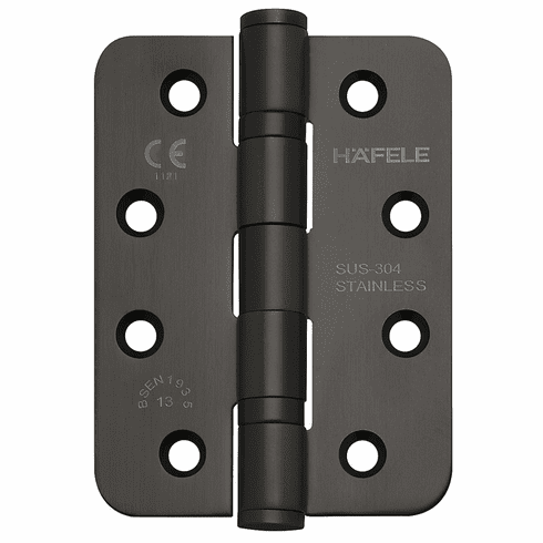 Hafele Butt Hinge, Startec, Stainless Steel, 4" x 3", Model: DHB 3221, matt black, PVD coated, Item# 926.98.053, 92698053, 926-98-053