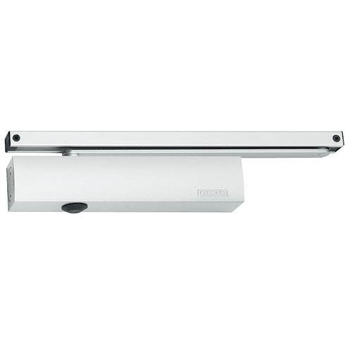 Hafele Overhead door closer, TS 5000, EN 2–6, with guide rail, Geze, Standard installation on pull side, overhead installation on push side, silver colored, Item# 931.10.609, 93110609, 931-10-609