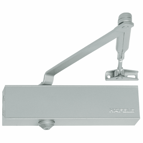 Hafele Overhead door closer, DCL 51, EN 2–5, with arm, Startec, EN 2, 3, 4, 5, With standard arm, silver color lacquered, Item# 931.84.829, 93184829, 931-84-829