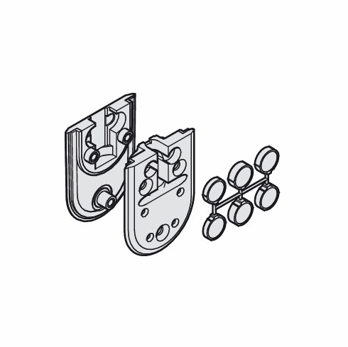 Hafele Patch Suspension, With patch fitting for laminated glass/tempered safety glass, For Hawa Junior, for 1 door: 2 pieces, Item# 940.40.038, 94040038, 940-40-038