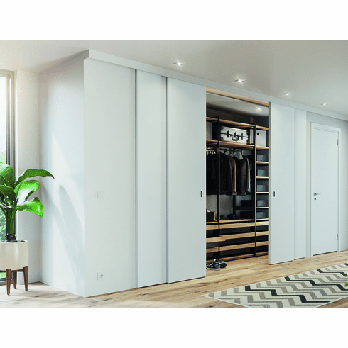 Hafele Sliding Door Hardware, HAWA Telescopic 40/4, set, Top Hung System, for 4-leaf sliding doors, Item# 940.41.002, 94041002, 940-41-002