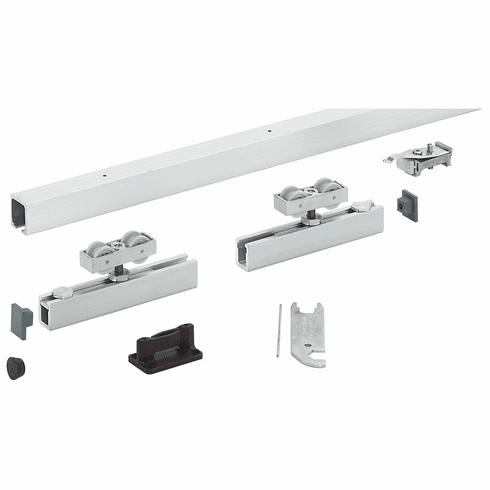 Hafele Sliding Door Hardware, Hawa Junior 40/B, set, for 1-leaf wooden sliding doors, height adjustable, min. installation height, for door weight up to 40 kg, With 1 track buffer/1 wall buffer, Item# 940.41.007, 94041007, 940-41-007