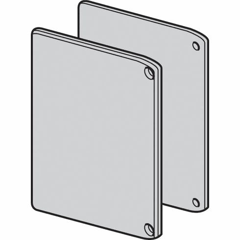 Hafele End cap set, For panel and running track, For Slido D-Line11, plastic silver colored, width: 59 mm, Item# 940.43.020, 94043020, 940-43-020