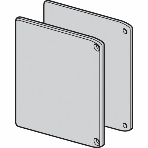 Hafele End Cap Set, for Hfele Slido D-Line11, height 68 mm, for Hfele Slido D-Line11, Plastic silver colored, width: 54 mm, Item# 940.43.030, 94043030, 940-43-030