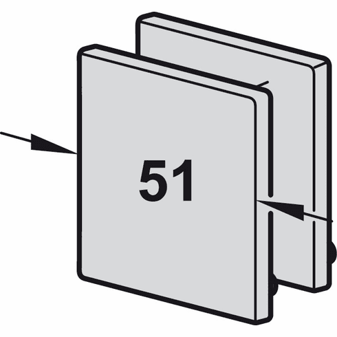 Hafele End cap set, width 51 mm, for running track with mounting rail, for Hfele Slido D-Line12, Silver coloured anodized, Item# 940.43.480, 94043480, 940-43-480