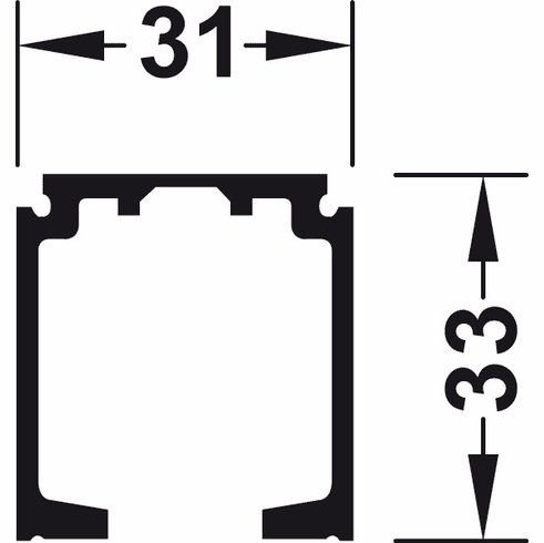 Hafele Single Running Track, Pre-drilled, W x H: 31 x 33 mm, For Slido D-Line11, Clear Anodized Finish, Length: 6' 6 3/4" (2 m), Item# 940.43.662, 94043662, 940-43-662