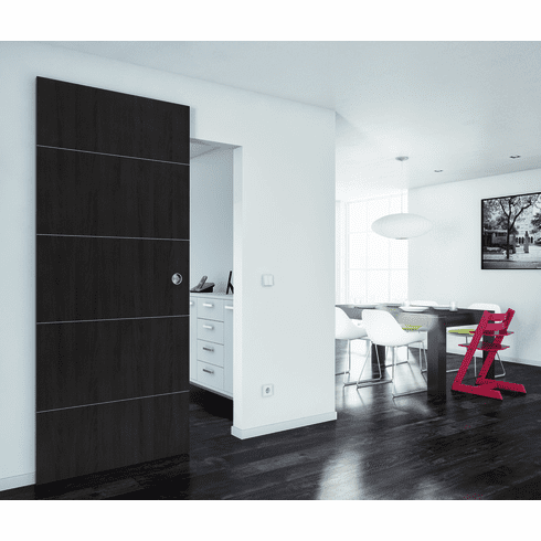 Hafele Sliding Door Hardware, Slido D-Line43 80M, set with running track for 1 door leaf, for 1-leaf wooden sliding doors, wall installation, concealed running system, for door weights up to 80 kg, length 1,800 mm, Item# 940.59.009, 94059009, 940-59-009