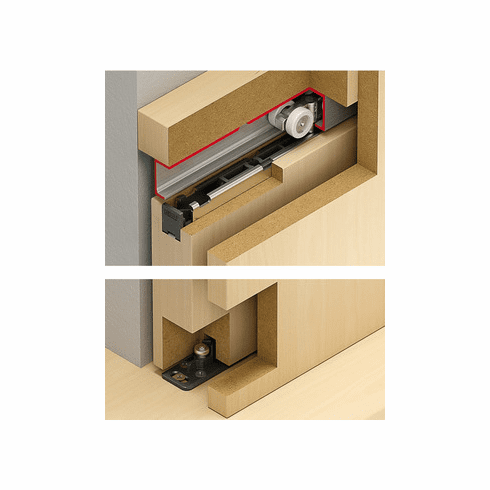 Hafele Sliding Door Hardware, Hawa Porta 60 HMT, For 1-leaf wooden sliding doors, ceiling installation, installation in wall pocket, door height adjustable, for door weight up to 60/100 kg, Without upper track, door weight ?60 kg, Item# 940.60.117, 94060117, 940-60-117