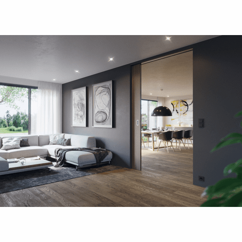 Hafele Sliding door fitting, Hawa Junior 80/B-Pocket, set, for 1-leaf wooden sliding doors, for door weight up to 80 kg, without running track, Item# 940.80.014, 94080014, 940-80-014