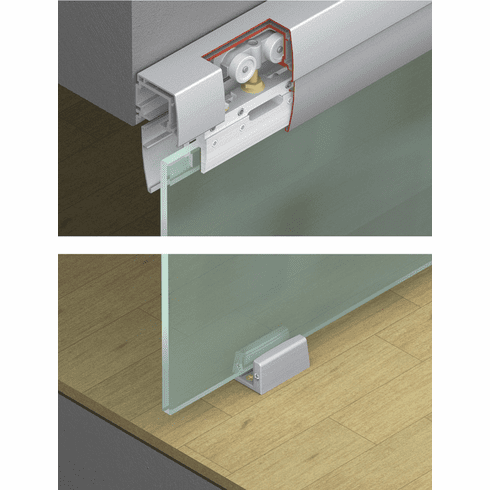 Hafele Sliding Door Hardware, HAWA Porta 100 GU/G/GF/GFO, set, For 1 slidnig door, without running track, Item# 941.00.007, 94100007, 941-00-007