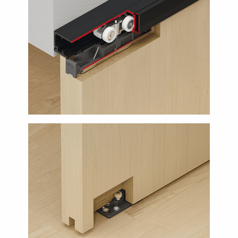 Hafele Sliding door fitting, HAWA Porta 60/100 HM/HMD, set without running track, for 1-leaf wooden sliding doors, without running track, door weight ?100 kg, black, Item# 941.00.055, 94100055, 941-00-055
