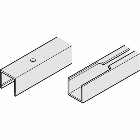 Hafele Running track, with recess for installation opening, pre-drilled, 30 x 31 mm (W x H), for Hawa Porta, Aluminium, silver coloured anodized, length: 2500 mm, Item# 941.00.251, 94100251, 941-00-251