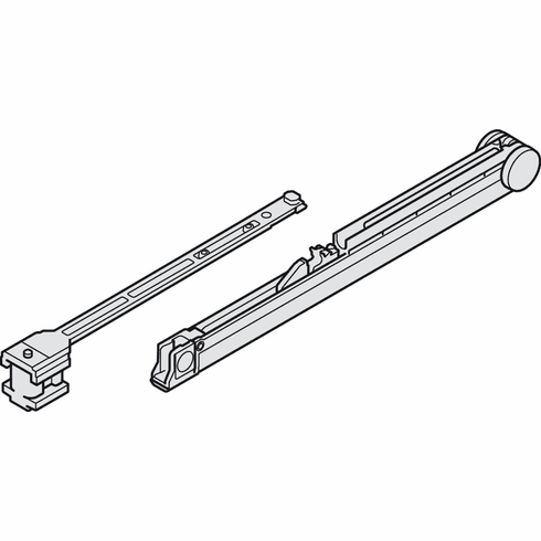Hafele Soft and Self Closing Mechanism, Slido Classic, including release device with stopper, for clamp fixing to running gear, for door weight 120 kg, Item# 941.02.300, 94102300, 941-02-300