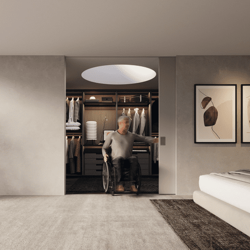 Hafele Sliding door fitting, Hawa Junior 100 B Pocket, set, for 1-leaf wooden sliding doors, height adjustable, for door weight up to 100 kg, without soft and self closing mechanism, with spring buffer and SoftStop, Item# 941.04.013, 94104013, 941-04-013