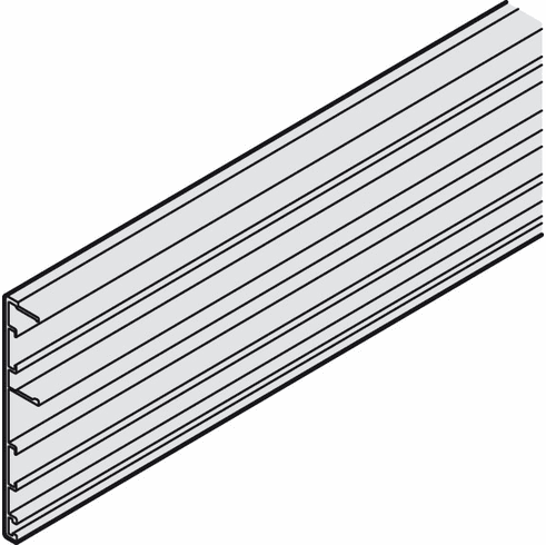 Hafele Clip-on panel, for wooden doors, height 77 mm, for Hawa Junior 80/100, aluminum, silver colored anodized, length: 2,000 mm, Item# 941.04.700, 94104700, 941-04-700