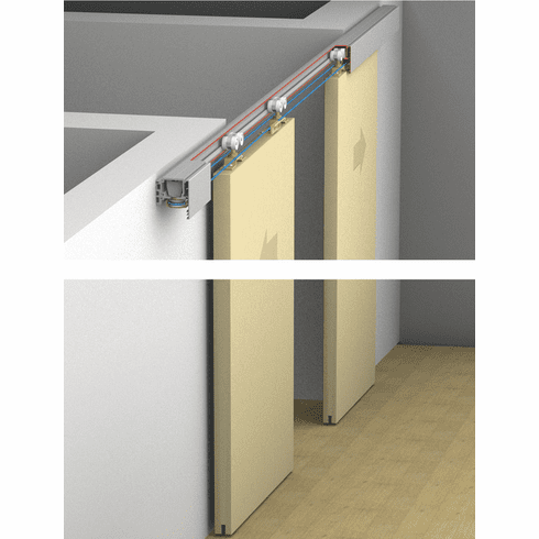 Hafele Sliding Door Hardware, Hawa Divido 100 H / Porta 60/100 H/HC -Synchro, set, Top Hung System, for 2-leaf sliding doors, Item# 941.12.005, 94112005, 941-12-005