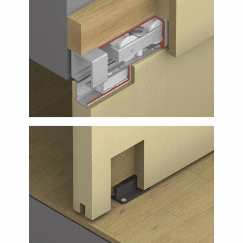 Hafele Sliding Door Hardware, HAWA Junior 120/B, set, Top Hung System, With 1 track buffer/1 wall buffer, Item# 941.20.019, 94120019, 941-20-019