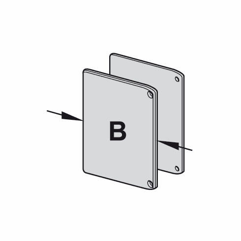 Hafele End cap set, For panel and running track with mounting rail, For Slido D-Line11, Plastic silver colored, width: 63 mm, Item# 941.25.034, 94125034, 941-25-034