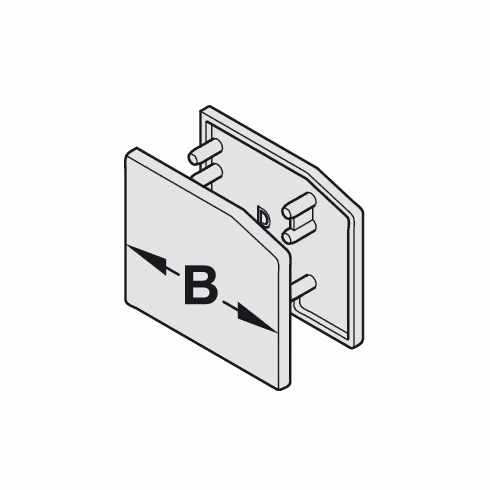 Hafele End cap set, for running track, For Slido D-Line11, width: 50 mm, Item# 941.25.040, 94125040, 941-25-040