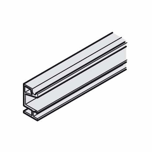 Hafele Mounting rail, Pre-drilled, width 19 mm, For Slido D-Line11, aluminum, bright, length: 6,000 mm, Item# 941.25.861, 94125861, 941-25-861