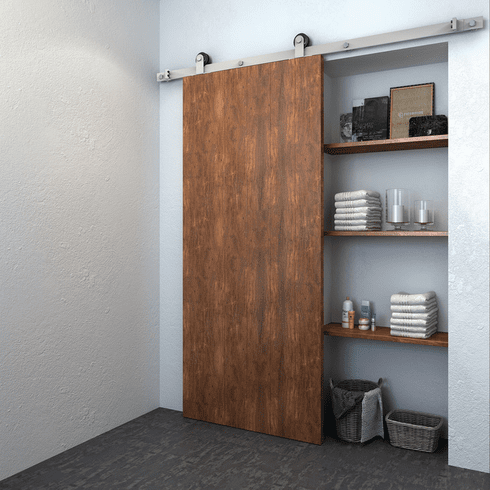 Hafele Flat Track Sliding System, Slido D-Line42 100R Set, For 1 Sliding Wood Door, with Top Mounted Hanger, 2.5 m Length, Item# 941.32.014, 94132014, 941-32-014