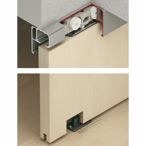 Hafele Sliding Door Hardware, Slido D-Line11 160C Set, for 1-leaf wooden sliding doors, ceiling and wall installation, height adjustable doors, for door weights up to 160 kg, Version A, without Soft Close, Item# 941.62.010, 94162010, 941-62-010