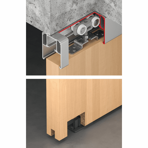 Hafele Sliding Door Hardware, Slido D-Line11 160P, set, for 1-leaf and 2-leaf wooden sliding doors, ceiling and wall mounting, door height adjustable, for door weight up to 160 kg, with soft and self closing mechanism on both sides, door weight 160 kg, Item# 941.62.018, 94162018, 941-62-018