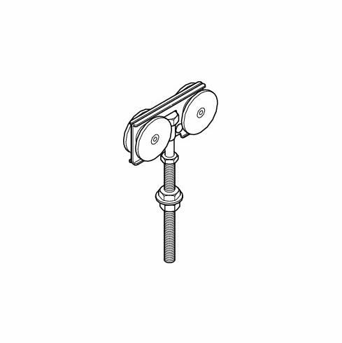 Hafele Metal Door Trolley Hanger, Vertical and Lateral Adjustment With Extended Pendant, Straightaway 320, For Use With Hollow Tubular Frame Sections Up to 90 (3 9/16”) Deep or Steel Angle Construction, Item# 942.52.011, 94252011, 942-52-011