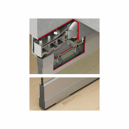 Hafele Sliding Door Hardware, HAWA Junior 250 G, set, for 1-leaf glass sliding doors, ceiling and wall installation, for door weights up to 250 kg, without running track and bottom guide, Item# 942.56.003, 94256003, 942-56-003
