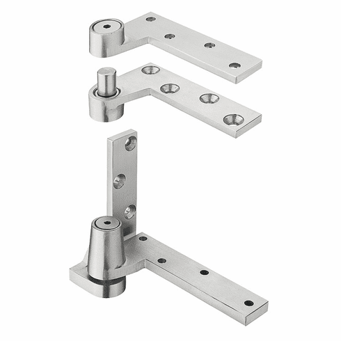 Hafele Door Hinge, 19 mm (3/4") Offset Hung Pivot, Top and Bottom Set, Right; 612 (US10) bronze, satin, Item# 943.48.071, 94348071, 943-48-071