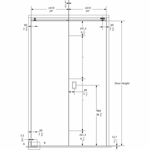 Hafele Sliding Set, Slido Classic Bifold 30, For 2 panels/doors, includes 1.22 m (48 1/16") long upper track, Item# 943.51.002, 94351002, 943-51-002