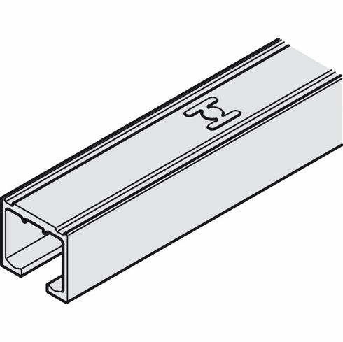 Hafele Single Running Track, Pre-Drilled, for Screw Fixing, for Hawa Clipo, Aluminum, silver colored anodized, length 2.5 m, Item# 405.00.632, 40500632, 405-00-632