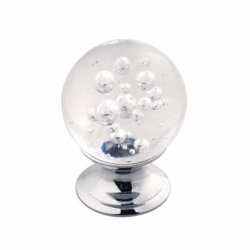 Hickory HH075809-GLCH Crystal Palace Knob, 1-1/4" Dia Glass w/Chrome