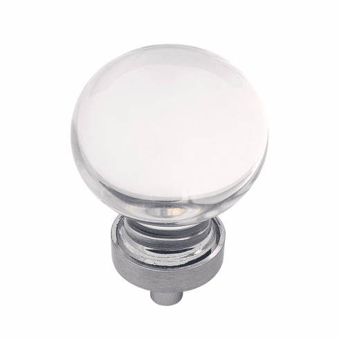 Hickory HH075853-GLSN Crystal Palace Knob, 1-3/8" Glass w/Satin Nickel